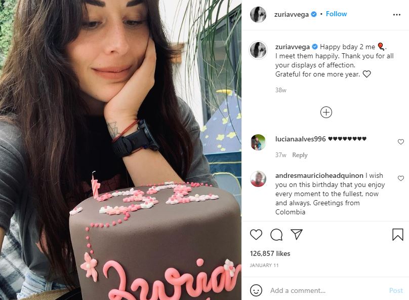 Zuria Vega on her birthday