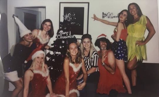 An old photo of Lydia with her friends