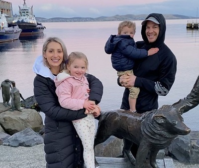 Bonnie Maggs with her husband Tim Paine and kids Milla, Charlie