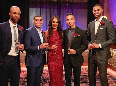 Brandon Jones with the other stars of The Bachelorette