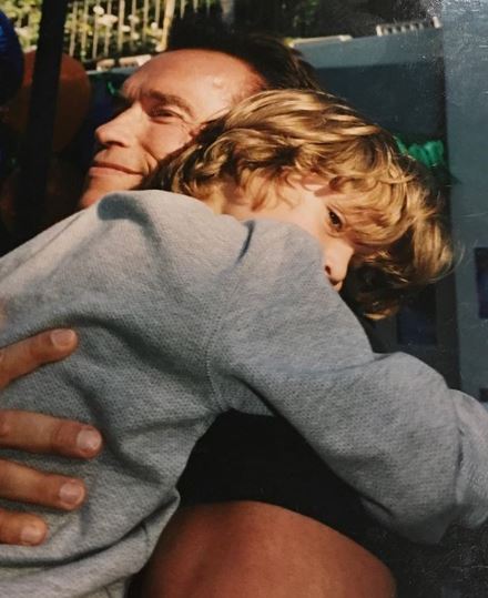 Childhood photo of Baena with his father Arnold Schwarzenegger