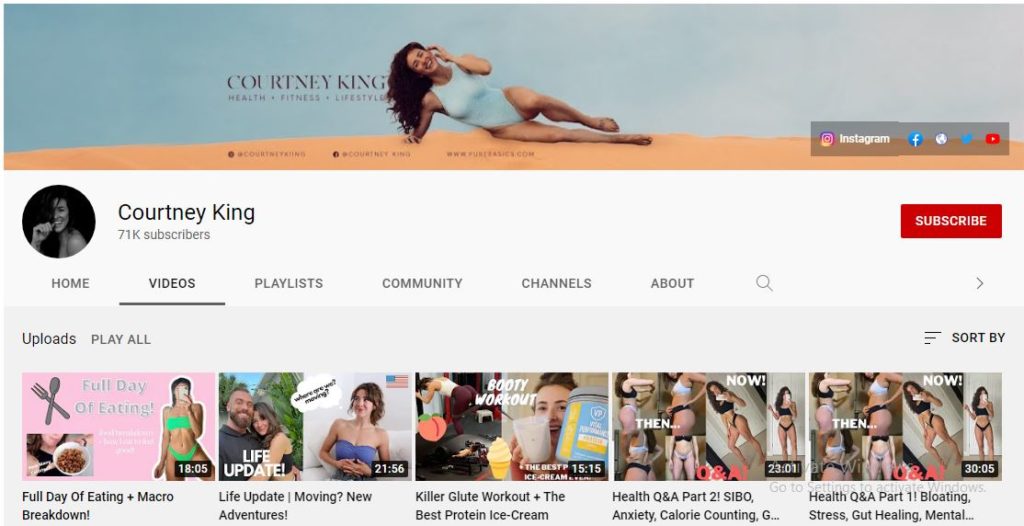 Courtney's Youtube channel