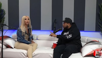 DJ Akademiks during the podcast Off the Record with Brittany Renner