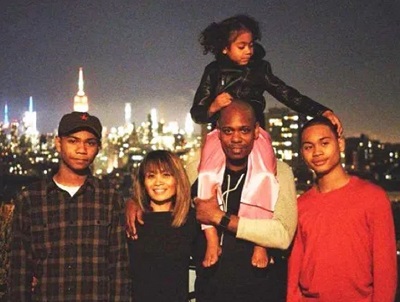 Elaine Chappelle with her husband Dave Chappelle and kids Ibrahim Chappelle, Sulayman Chappelle, Sanaa Chappelle