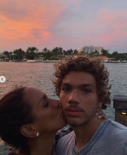 Elias Becker with his mother