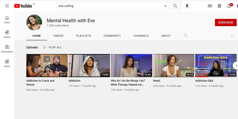 Eve Culling YouTube channel