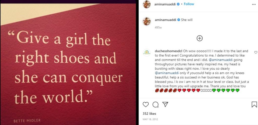 First IG post of Amina Muaddi