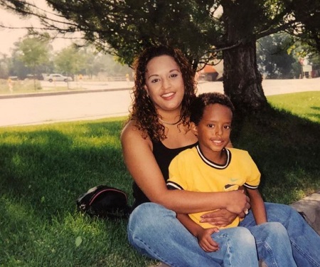 Jacob Gibson with his mother