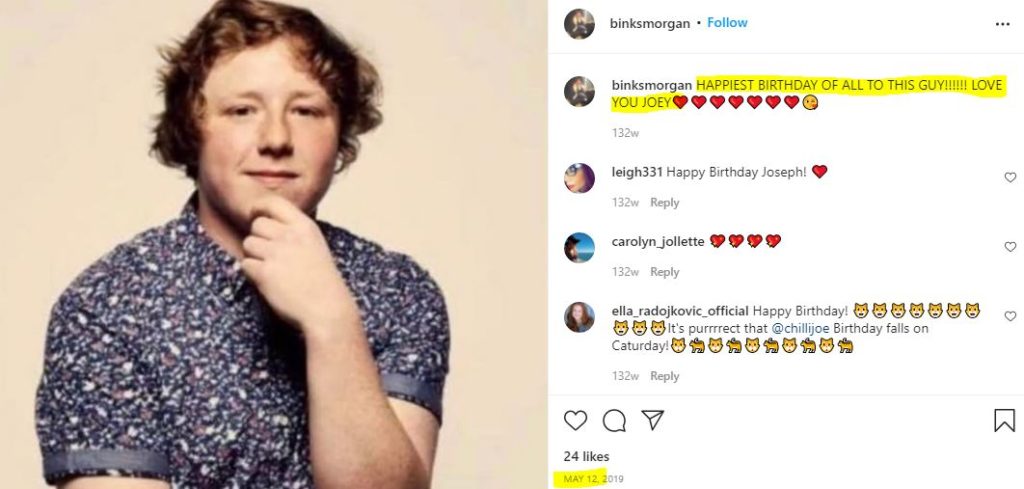 Joey Morgan's birthday