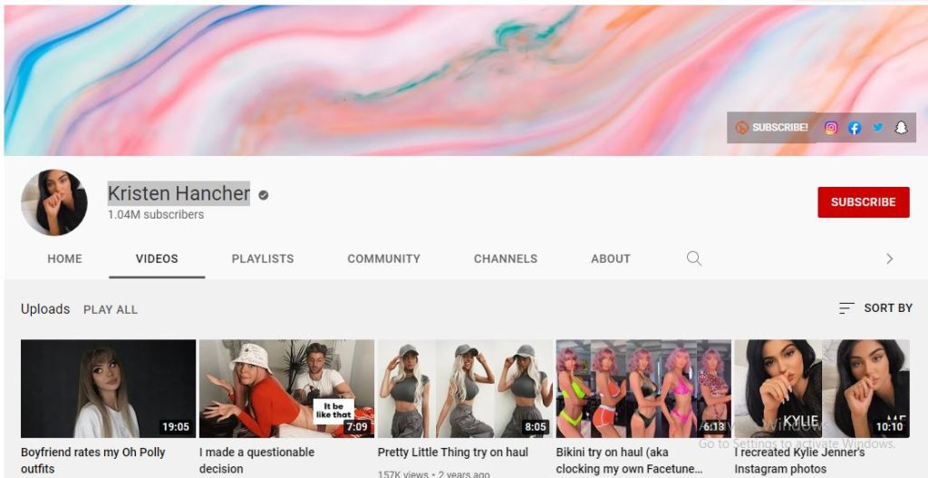 Kristen Hancher Youtube channel