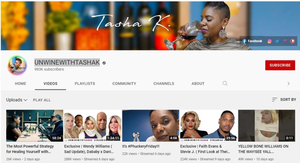 Latasha Kebe's Youtube channel
