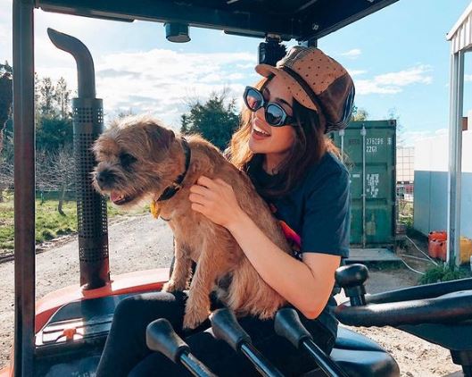 Lydia with her pet dog