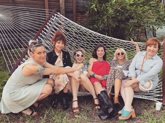 Meyer with her friends