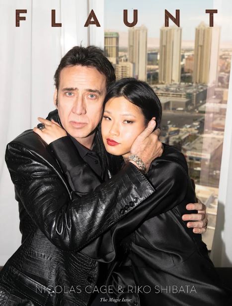 Nicolas Cage and Riko Shibata appeared on Flaunt magazine cover