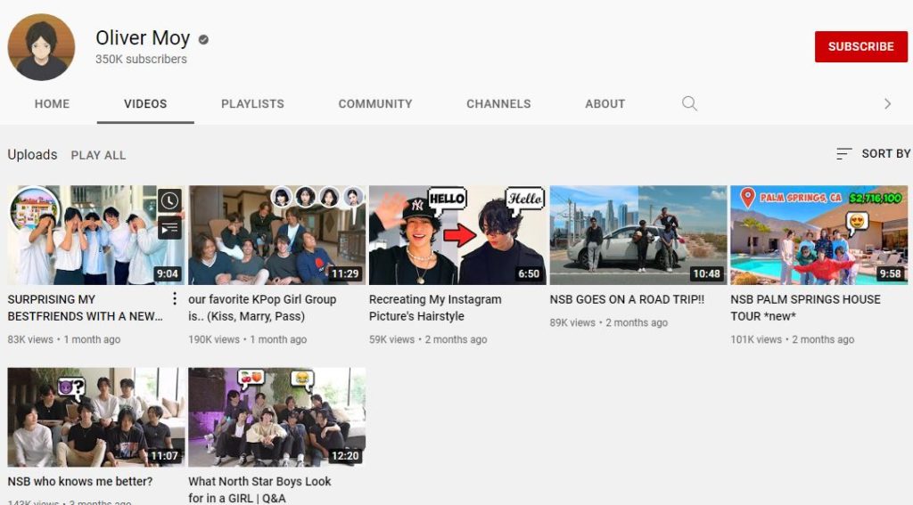 Oliver Moy Youtube channel
