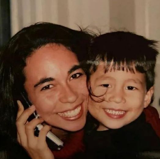 Oliver Moy old image with his mom