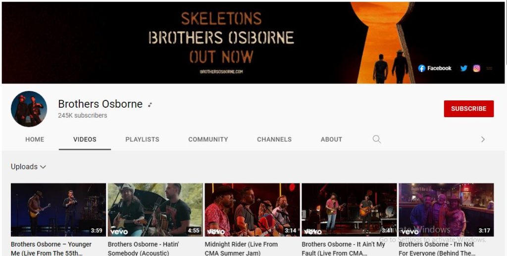 Osborne Brothers Youtube channel