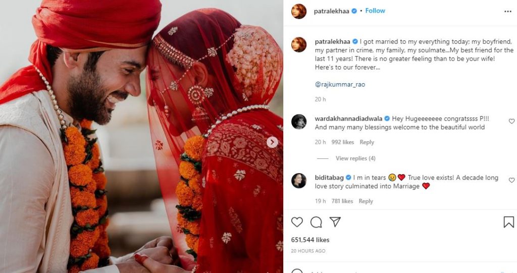 Patralekha Paul got married with Rajkummar Rao