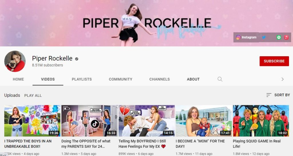 Piper Rockelle YouTube channel