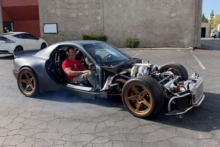 Rob Dahm With his father in a car