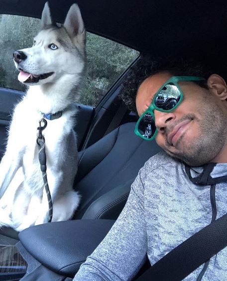 Sagar with his pet dog