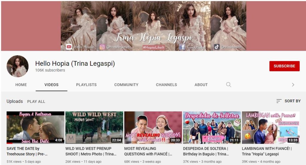 Trina's Youtube channel