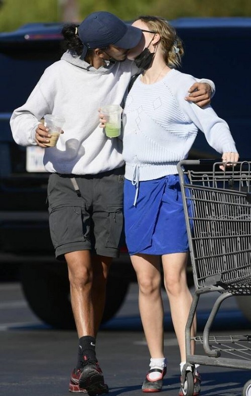 Yassine Stein spotted kissing Lily-Rose Depp on November 14, 2021, in Los Angeles, California, USA