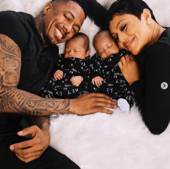 Abby De La Rosa with her boyfriend Nick Cannon and twins Zion Mixolydian Cannon and ZIllion Heir Cannon