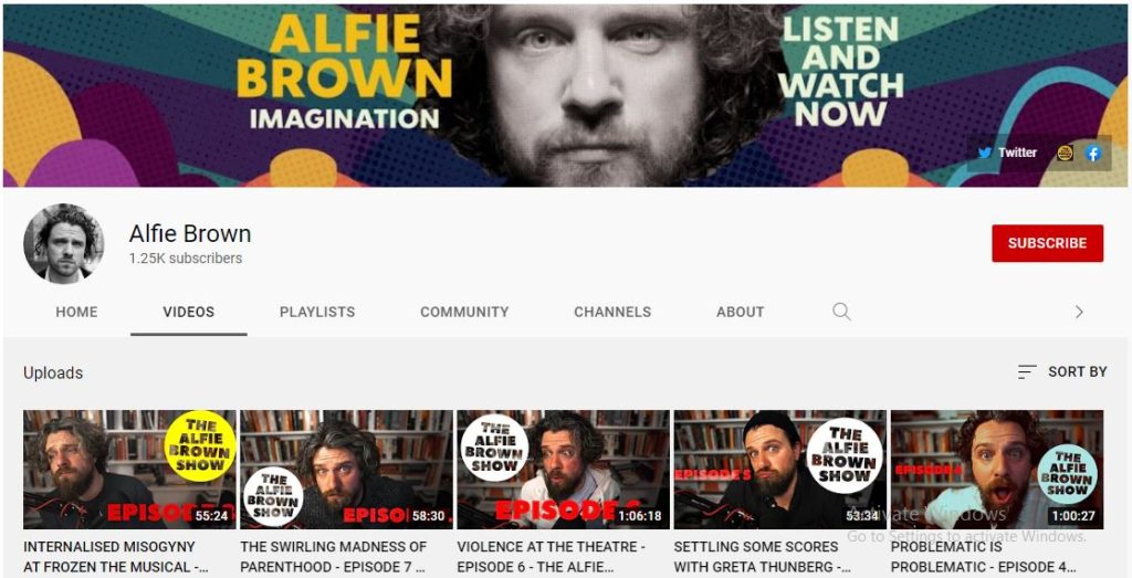 Alfie's Youtube channel