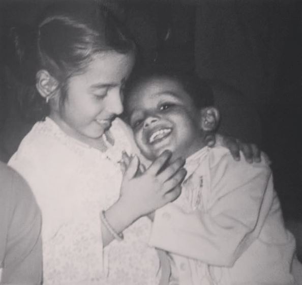 Amrutha Srinivasan childhood picture with her brother