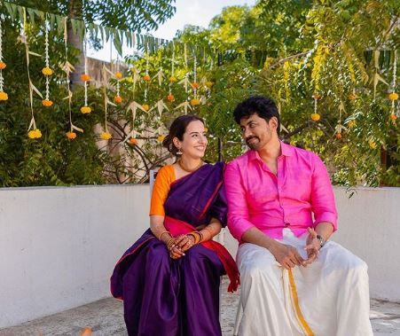 Amrutha Srinivasan with her husband