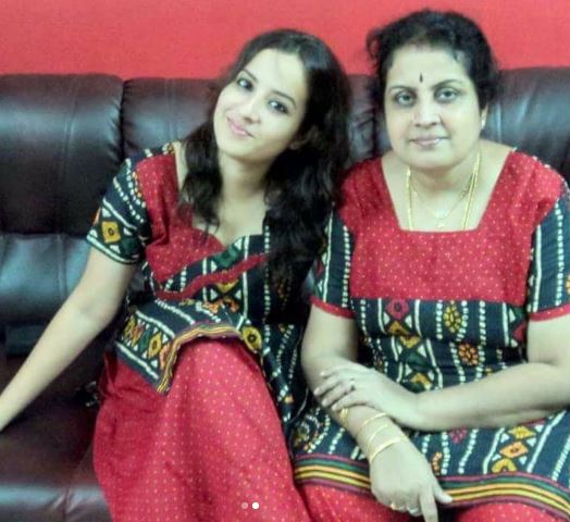 Amrutha Srinivasan with her mother