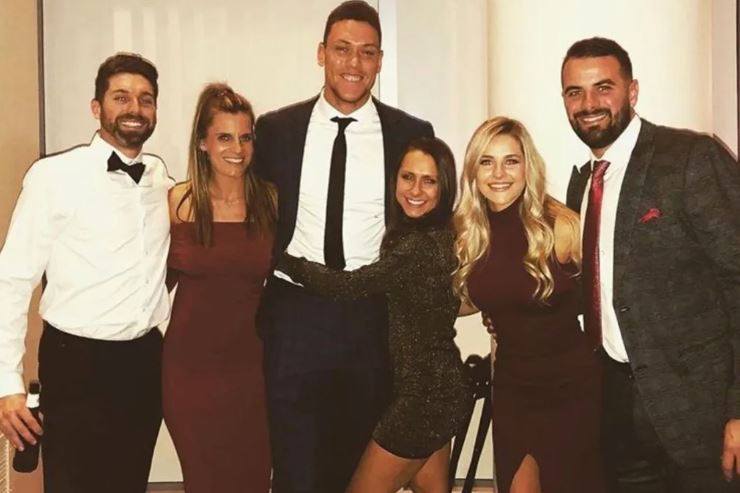 An old photo of Samantha with Aaron Judge and friends