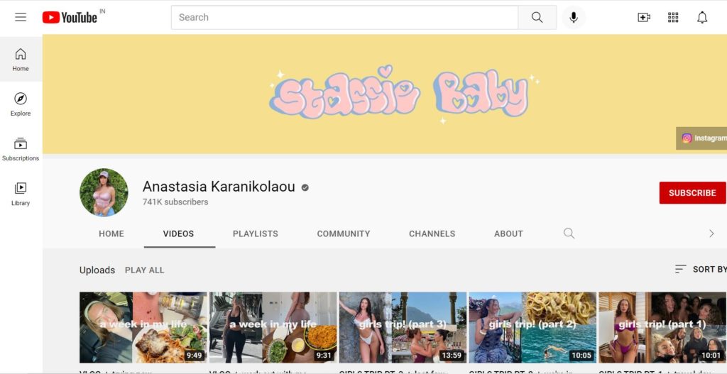 Anastasia Karanikolaou YouTube channel