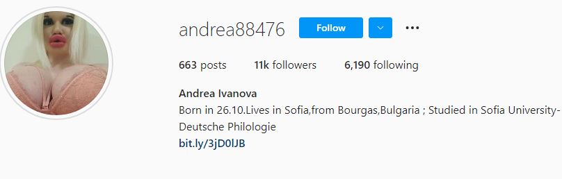 Andrea Ivanova IG profile