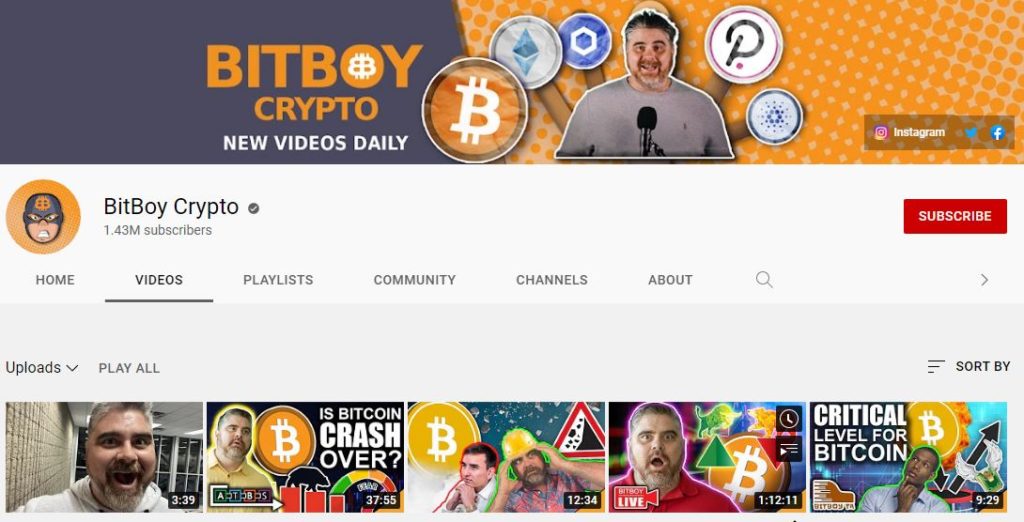 BitBoy Crypto YouTube channel