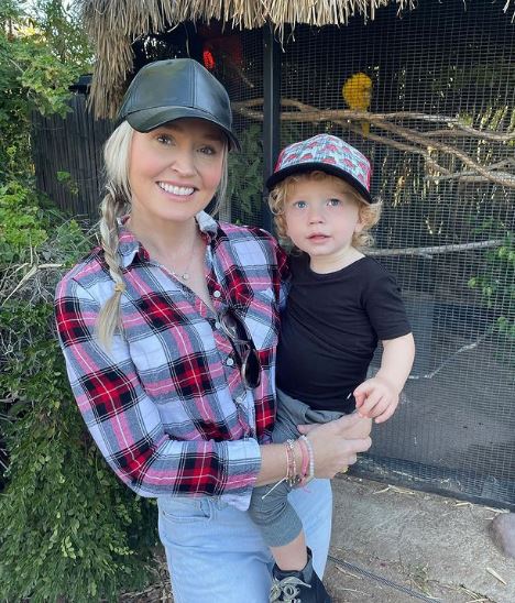 Blair O'Neal with her son