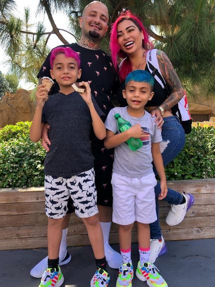 Brittanya with her husband Lucky Moe Razavi, sons Cash King and Leagend King