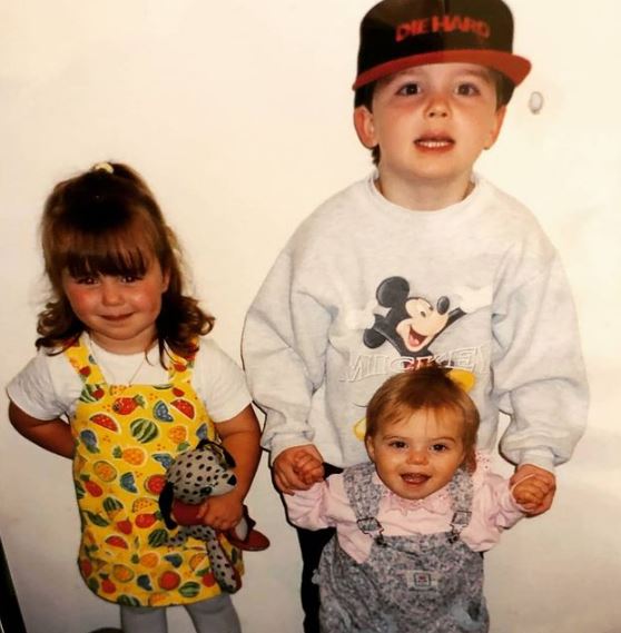 Childhood photo of Joshua with his sisters Eileen Orpin and Chloe Orpin