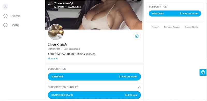 Chloe Khan's OnlyFans page