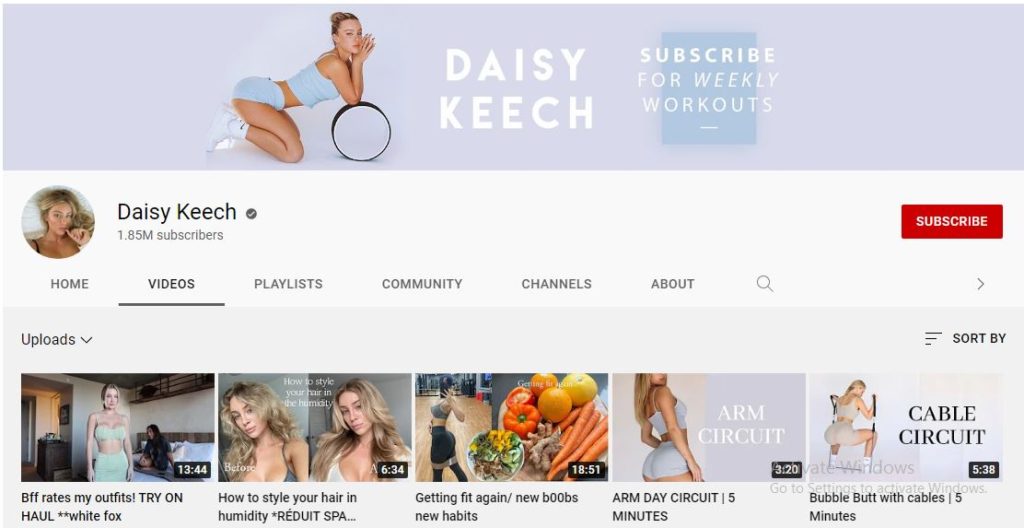 Daisy Keech Youtube channel