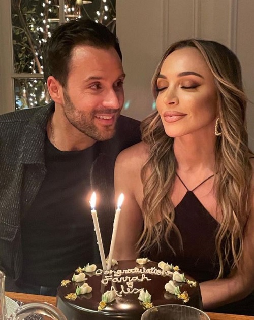 Farrah Aldjufrie with her fiancé Alex Manos
