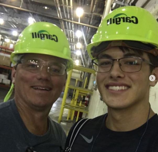 Griffin Johnson with his father