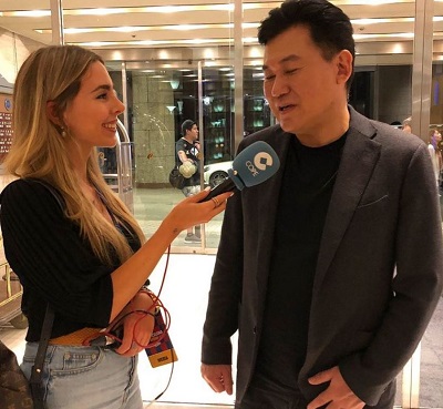 Helena Condis while reporting