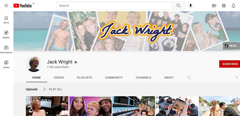 Jack Wright YouTube channel