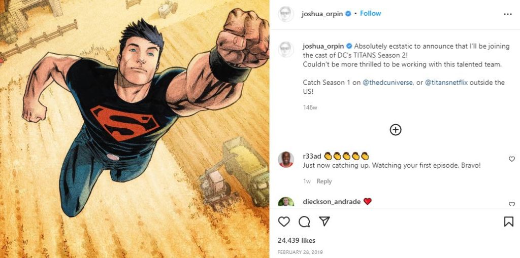 Joshua's first IG post