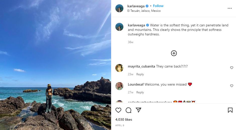 Karla's first Instagram post