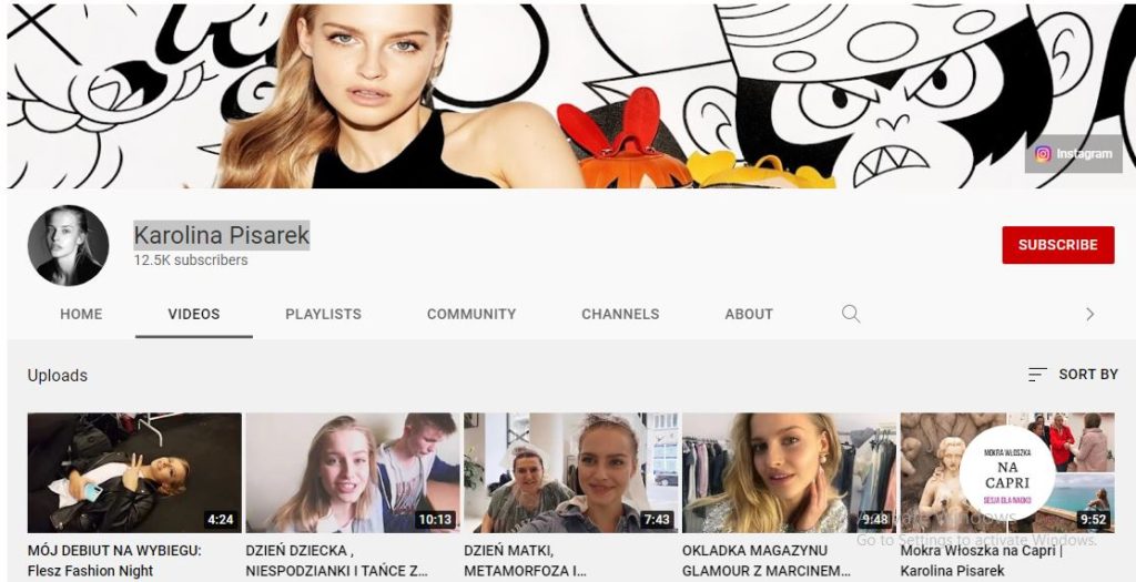 Karolina Pisarek Youtube channel