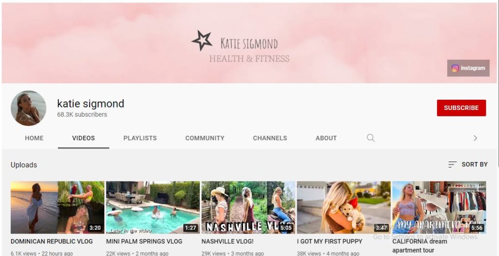 Katie Sigmond Youtube channel