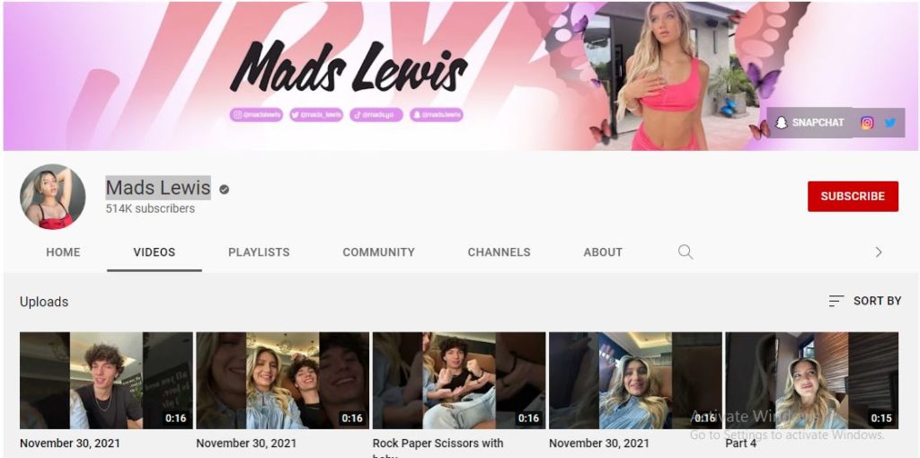 Mads Lewis's Youtube channel